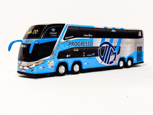 Miniatura Ônibus 4 Eixos Progresso Mais Vendido G7 Dd Azul-t