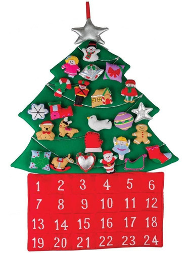 Tela De La Navidad Arbol Advenimiento Calendario De Cue...