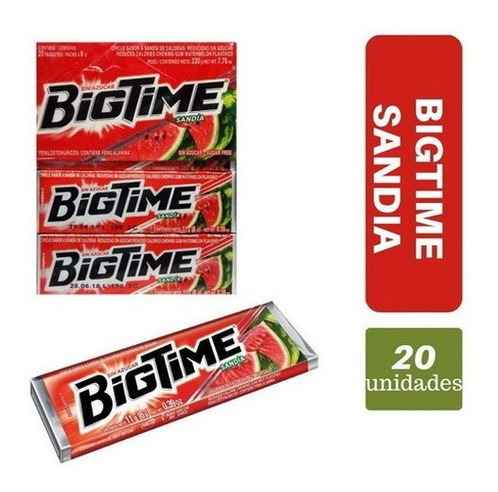 Chicle Bigtime Sandia Caja 20 Unidades