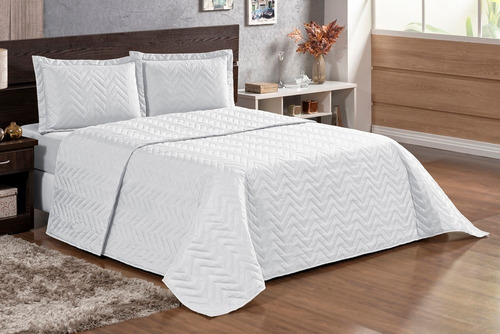 Kit Cobreleito Para Cama Casal Queen 3 Peças 2 60 X 2 35 Cor Branco Liso