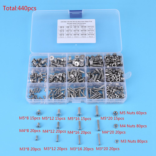 De Tornillos De Cabeza Plana De Acero Inoxidable M3 M4 M5,