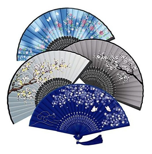 Imagen 1 de 4 de Wearxi Folding Fan - 4 Pcs Chinese Fan, Hand Fans For Women