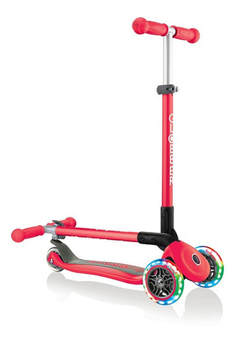 Patineta Monopatin Scooter Llantas Alumbran Luz Led Globber Color Rojo