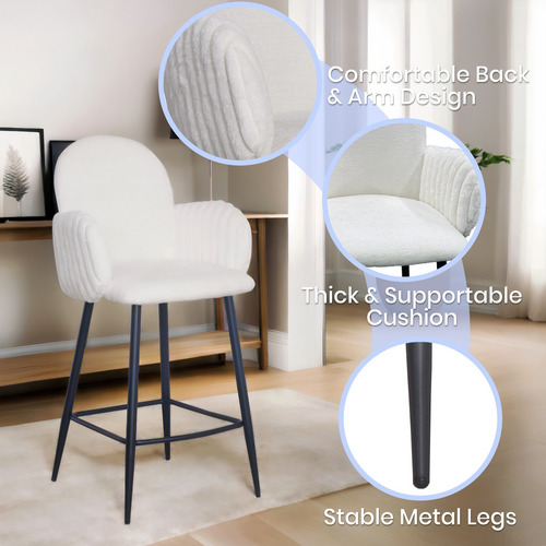 Set 2 Banco Para Barra Desayunadora Para Cocina Taburete Bar Laqueado Blanco