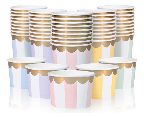 Confettiville Vasos De Helado De Papel, 50 Cuencos Desechabl