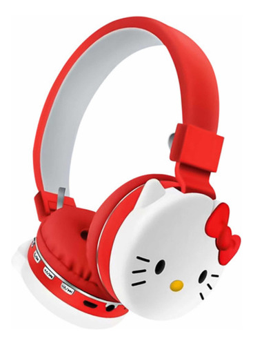 Audífonos Bluetooth De Diadema Hello Kitty Ah-806d Color Rojo