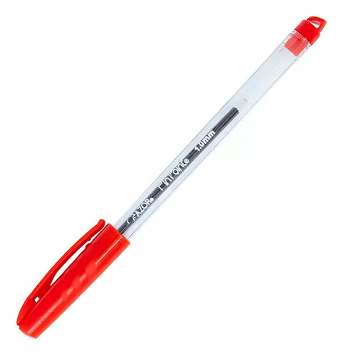 Pluma Punto Mediano Pin Point 1.0 Mm Caja Con 12 Pzas Transparente Rojo