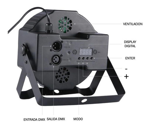 Imagen 8 de 10 de Luz Proton Par 18 Led Profesional 18 Tacho Rgb Luz Dj Dmx