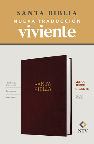 Santa Biblia Ntv, Letra Super Gigante (tapa Dura, Vino Tinto