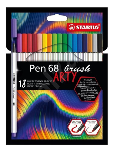 Estojo Caneta Stabilo Pen 68 Brush 18 Cores