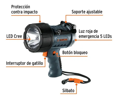 Linterna Recargable De Emergencia 350 M, Ip67, 300 Lumenes