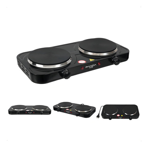 Fogão Cooktop Elétrico Panda Fogareiro Portátil Panda Plus 2 Bocas Preto - 2000w