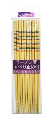Jogo De Hashi Bambu Listrado Colorido 5 Pares