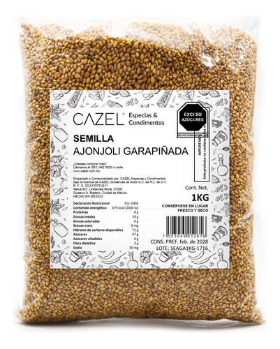 Ajonjolí Garapiñado Natural Artesanal 1kg