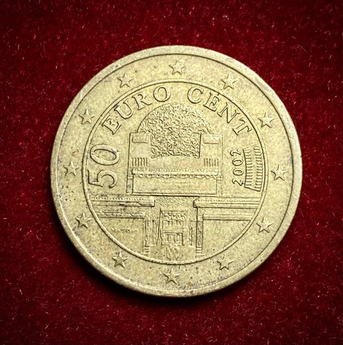 Moneda 50 Centavos De Euro Austria 2002 Km 3087 Oro Nórdico (Usado)