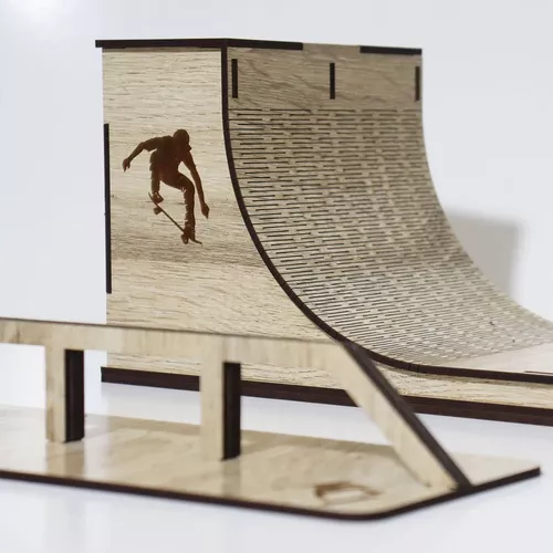 Pista Rampa Skate Dedo Para Brincar Mdf 58x15x18cm - LD Laser