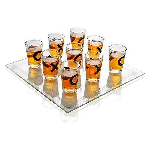 Maxam Disparo Cristal Tic Tac Toe Set - 9 Alcohol L0ocr