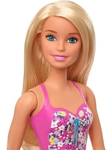 Imagem 4 de 7 de Boneca Barbie Praia Loira Maiô Rosa Com Azul Ghw37 - Mattel