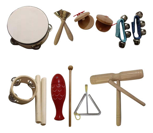 Set De 9 Instrumentos Musicales De Madera Para Educación Pre