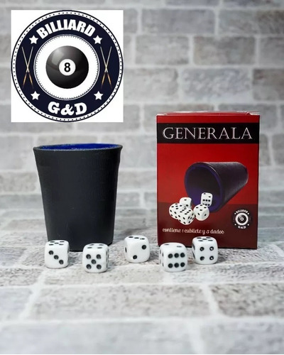 Generala Premium Cubilete Cocido Forrado 5 Dados G&d Billard