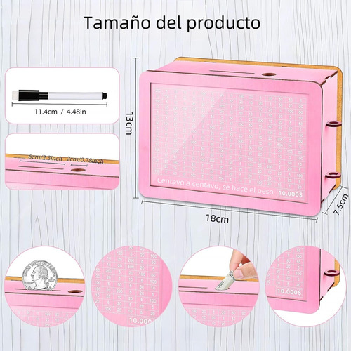 Alcancía Caja De Ahorros Mdf,para Ahorrar Color Rosa Alcansia 10000 Rosa