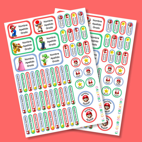 Etiquetas Escolares Personalizadas Para Imprimir Mario Bros