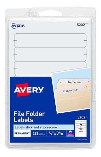 Etiquetas Para Carpetas Avery File En 4 X 6 Hojas, Adhesivas