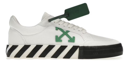 Tenis Off White Low Vulcanized White/green Cloth Originales