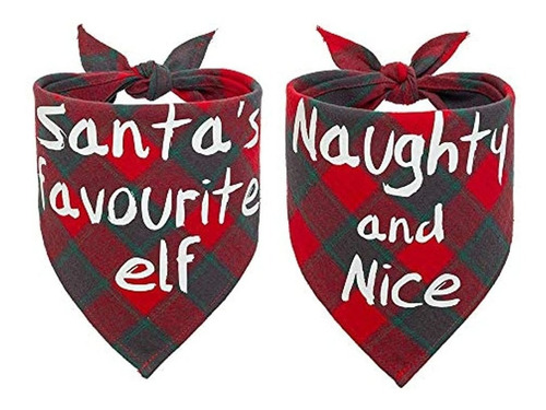 Bingpet Plaid Dog Christmas Bandanas 2 Pack Soft Triangle Ba