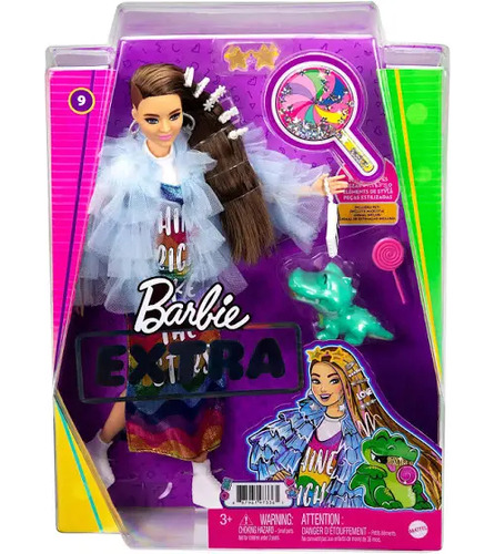 Muñeca Barbie Extra Vestido Arco Iris Chaqueta Volado Mattel