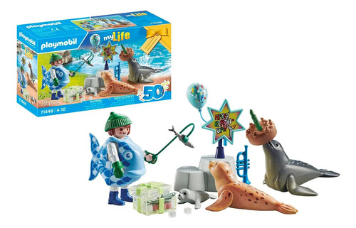 Juguete Playmobil My Life Cuidador Animales Foca Accesorios Color