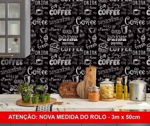 Papel de Parede Para Cozinha Love Coffee Preto e Branco, confira!