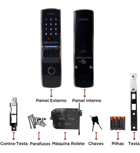 Imagem 4 de 6 de Fechadura Digital Biometrica Embutir Pado Fde201r Rolete