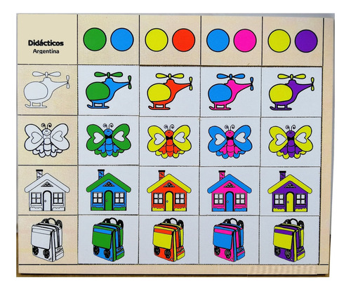 Juego  Correspondencia Doble Entrada Madera Colores Luhjbn