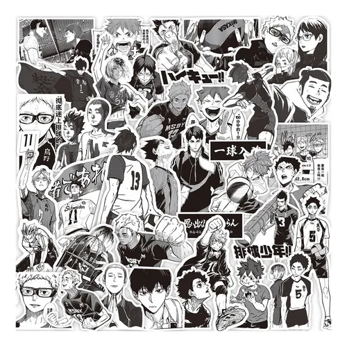 2025 Haikyuu-10/30/68 Piezas Negro Y Blanco Pegatinas De