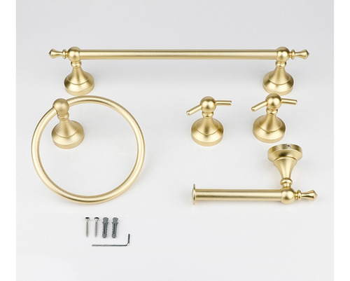Set Juego Accesorios Para Baño 5 Pieza Acabado Oro Cepillado