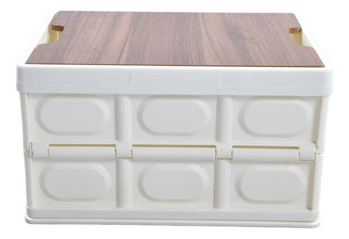 Almacenamiento Plegable, 30 L, Tapa De Madera De Gran Capaci