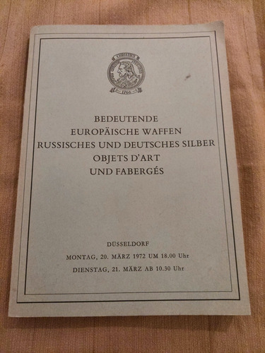 Antiguo Catálogo Christies Faberge Plateria Y Armas Europeas