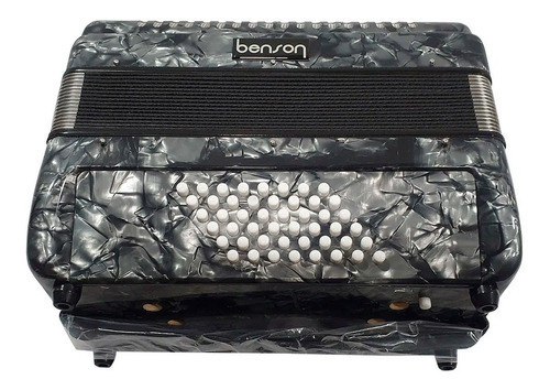 Acordeon 26 Teclas 48 Baixos Benson Preto Pérola Com Case