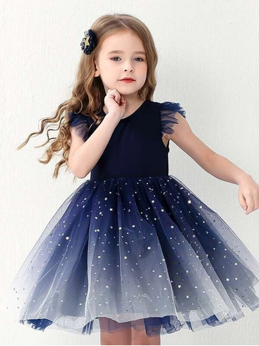 Vestido Infantil Menina Festa Estrela Galáxia Glamour Luxo