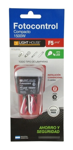 Fotocelula Fotocontrol Light House 1500w F5 P/ Led 3 Cables