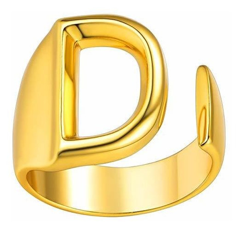 Anillos Bisutería - Personalized Gold Bold Initial Letter Op