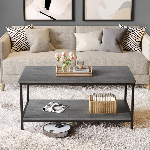 Mesa Auxiliar Industrial De 2 Niveles Gris Hormigón
