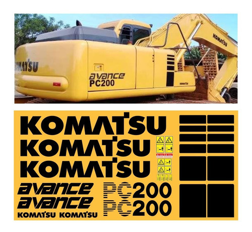 Adesivos Emblemas Komatsu Pc 200 Pc200 Kit Completo R434