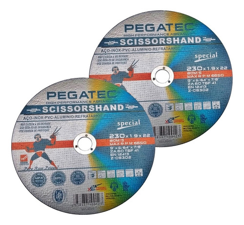 2 Discos Scissorshand - 9'' - 230x1.9x22,23mm Multi Pegatec Cor Água