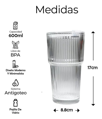 Vasos Con Popote Vasos De Vidrio Reutilizables Tapa