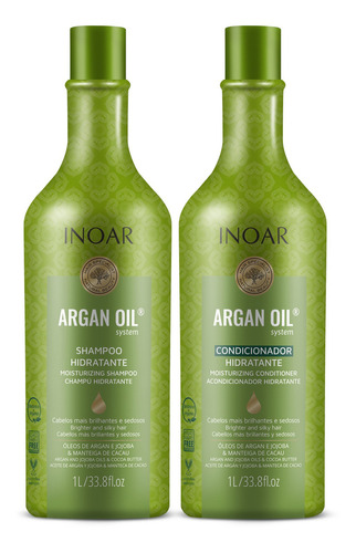  Kit Inoar Shampoo + Condicionador Argan Oil Hidratante 2X1Litro