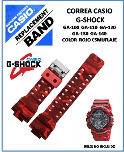 Correa Casio G-shock Ga-100cm Rojo Camuflaje