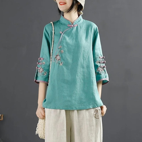 Blusa Casual Hanfu De Media Manga Para Mujer