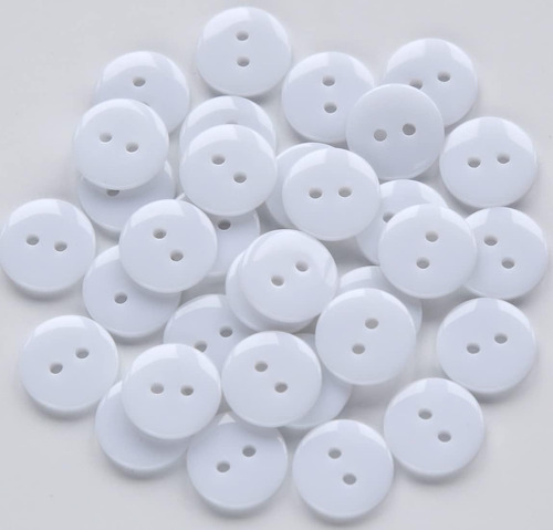 Botones Blancos Ganssia, 200 Unidades, 5/8 Pulgadas (15 Mm),
